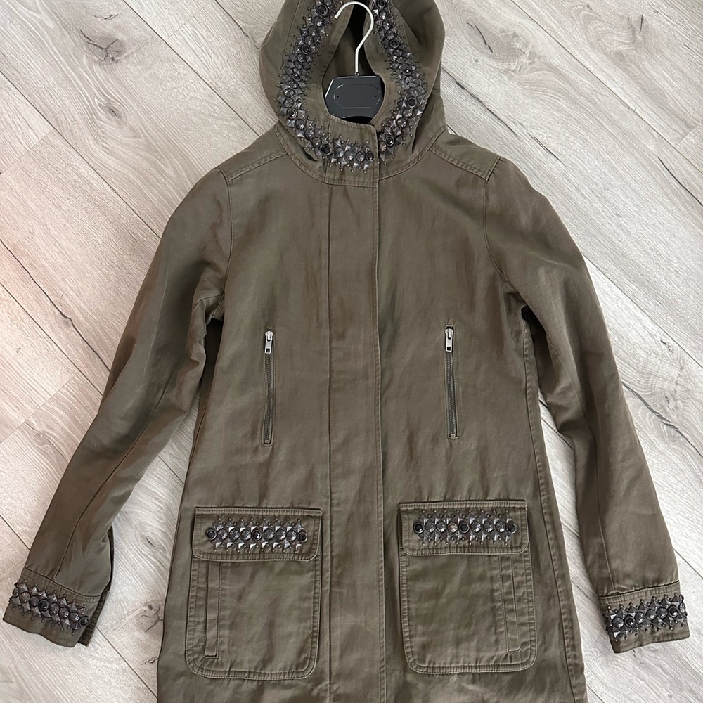 Joseph olive green Jacket with Hood.